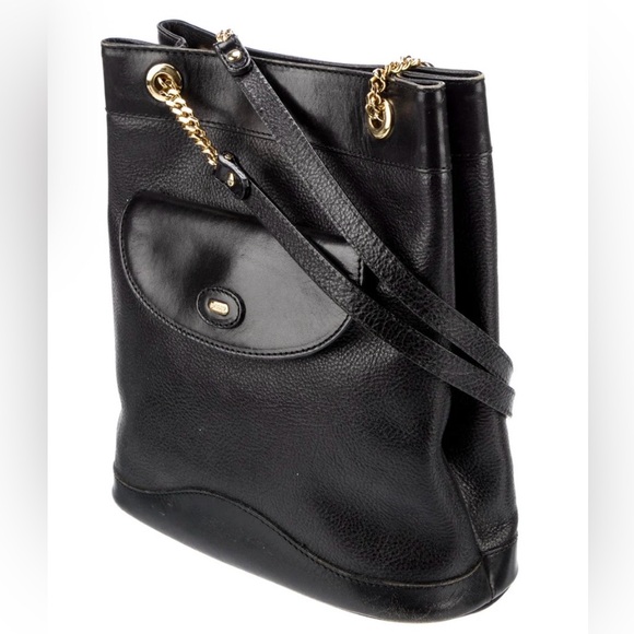 Vintage Bally Black Leather & Chain Shoulder Bag - Picture 3 of 15